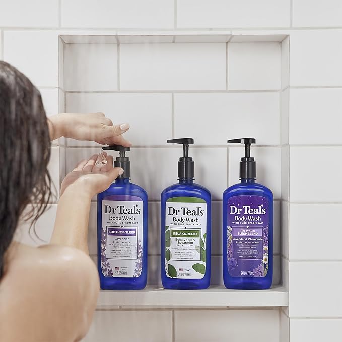 Dr Teal's Body Wash with Pure Epsom Salt, Soothe & Sleep with Lavender, 24 fl oz (Pack of 2)
