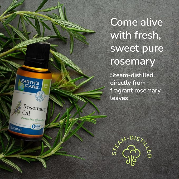 Earth’s Care Rosemary Oil - Rosemary Essential Oil for Diffuser and Aromatherapy - 1 Fl OZ (2/Pk)