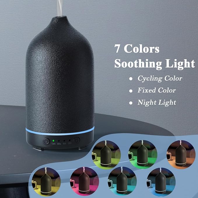 Diffuserlove Ceramic Essential Oil Diffuser Aromatherapy Diffusers for Home Bedroom Air Stone Diffuser Black Base