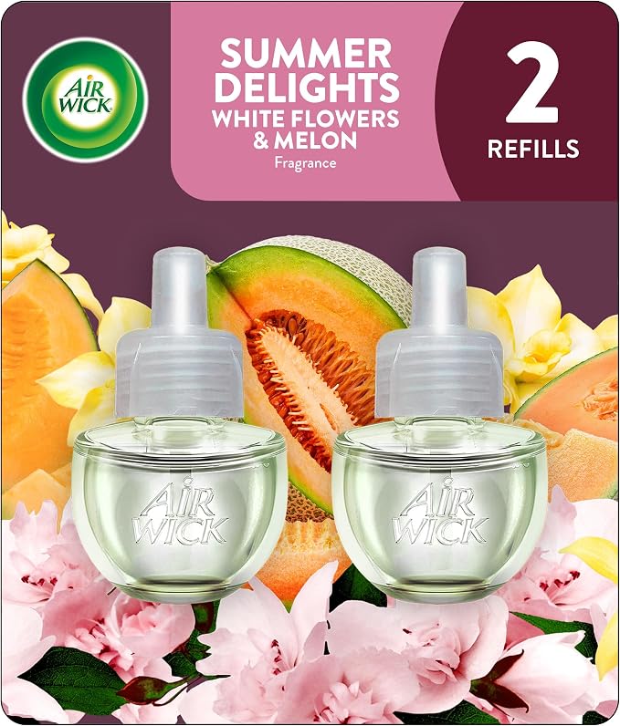 Air Wick Plug in Scented Oil Refill, 2 ct, Summer Delights, Air Freshener, Essential Oils