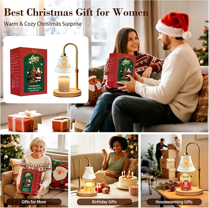 Banbanda Candle Warmer Lamp with Timer ：Mothers Day Gifts, Christmas Decorations Indoor, Birthday Gifts for Women Mom, Warming Gifts for Office, Dorm, Apartment & New Home Decor