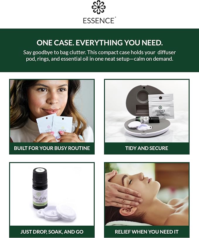 Essence Pearl Travel Case | Eucalyptus Essential Oil | Aromatherapy Nasal Diffuser & Essential Oil Carrying Case | Refreshing Eucalyptus Scent | Travel-Friendly Kit | White Pod