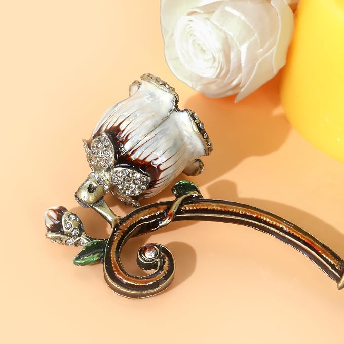 Candle Snuffer Vintage Flower Stopper – Elegant Metal Candle Extinguisher Tool with Long Handle, Decorative White Design for Safely Put Out Flame, Prevents Smoke, Spiritual Gift for Candle Lovers