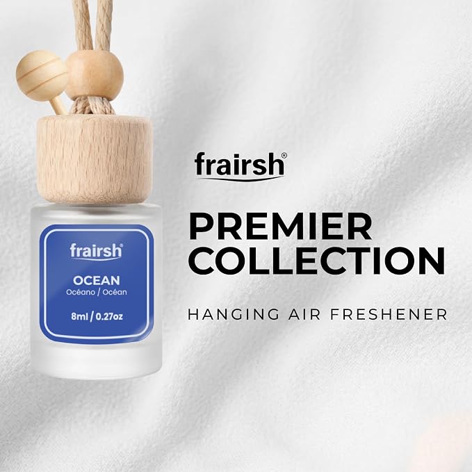 Hanging Car Air Freshener 3 Count, 8 ml Each, Ocean Scent, Natural Odor Eliminator Essential Oil Diffuser, Gentle Soft Elegant Non-Overpowering Fragrance