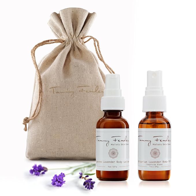 TAMMY FENDER - Sweetest Dreams Gift Set | Natural, Organic, Cruelty Free, Non-Toxic Skincare | Nourish Skin Overnight | Bulgarian Lavender Body Oil + Serene Lavender Body Lotion (1oz Each)