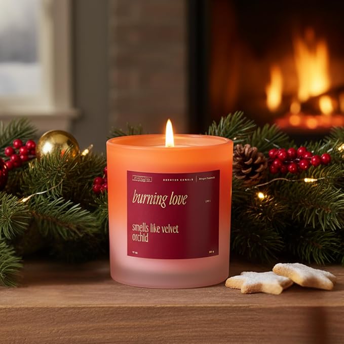 Benevolence LA Burning Love Scented Candles | 10 oz, 40-50 Hour Burn, Love Candle for Women | Romantic Gifts for Women and Men | Gift for Husband, Wife, Girlfriend | Christmas Candles - Velvet Orchid