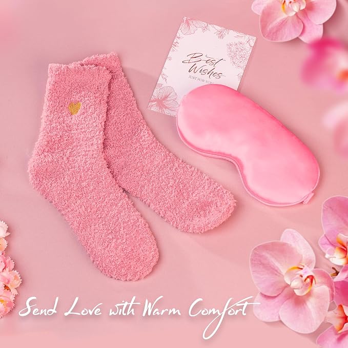 Gift Basket for Women, Self Care Set with Knitted Throw - Care Pkg - Pink | for Women Mom Her Friend Sister Wife Grandma Fringe Blanket, Spa Bath Bombs Candle Soap Sea Salt, Birthday Get Well
