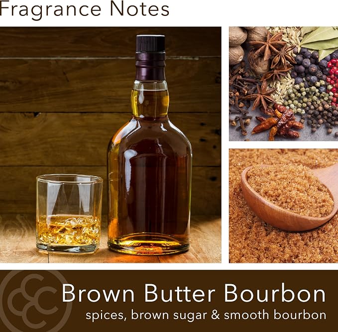 Colonial Candle Brown Butter Bourbon Scented Candle, 2-Wick Natural Soy Blend Wax Candle Infused with Essential Oils, 14 oz Apothecary Glass Jar Candle - Made in The USA