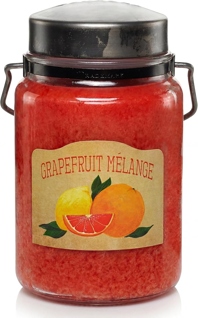 McCall’s Candles | Grapefruit Mélange | 26 oz Scented Candle | USA-Poured | Vintage Rustic Jar with Carrying Handle | Bright Citrus Medley Fragrance