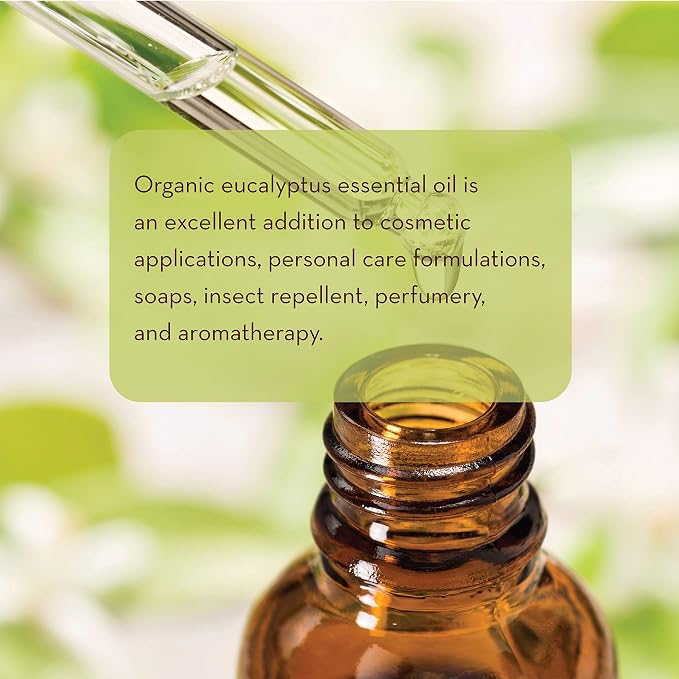 Pure Body Naturals Organic Eucalyptus Essential Oil, 1 fl oz - Pure and Undiluted Therapeutic Grade for Aromatherapy Diffuser, Skin, Hair