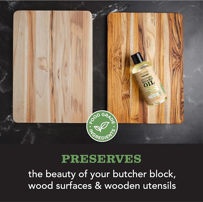 CLARK'S Bamboo Cutting Board Oil - Food Grade Mineral Oil for Wood Cutting Board - Scented with Lemongrass Essential Oils - Butcher Block Conditioner - Restores and Protects Wood - Made in USA,12oz