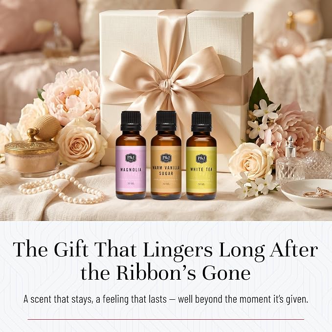 P&J Trading Her Trio Set of 3 - Warm Vanilla Sugar, White Tea & Magnolia - Premium Concentrated Trio Set for Candle, Diffusers, Soap Making, Car Freshies & DIY Crafts - USA Made, 30 ML
