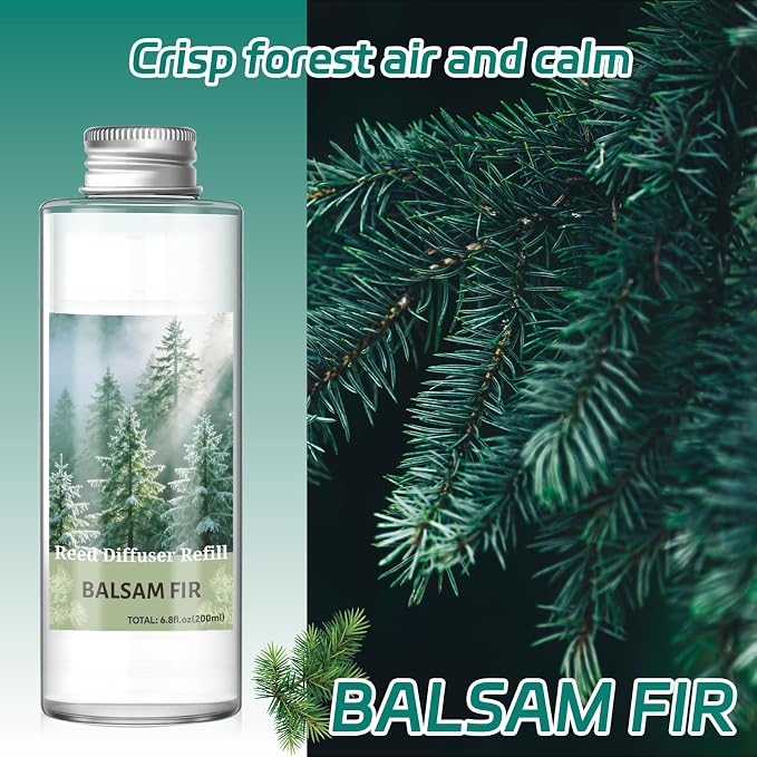 SCENTORINI Reed Diffuser Oil Refill, Balsam Fir Diffuser Oil 6.76 Fl Oz, Natural Scented Essential Oil Refill Long Lasting Summer Home Fragrance for Room Spa Aromatherapy Bathroom Home Decor