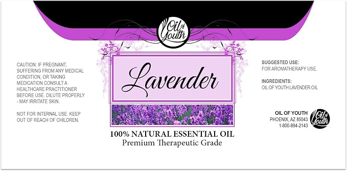 Oil of Youth Lavender Essential Oil Pure for Diffuser, Aromatherapy, Calming & Relaxation (16oz Bulk)
