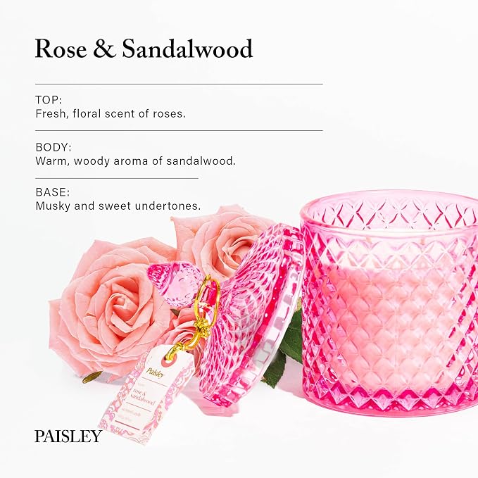 Hidden Label Sandalwood Rose Crackling WoodWick Candle, 14.8 Oz Non Toxic Soy Wax, 14.8 Oz 70-Hour Long Lasting Scented Candle for Home, Aromatherapy Relaxation Gift for Women