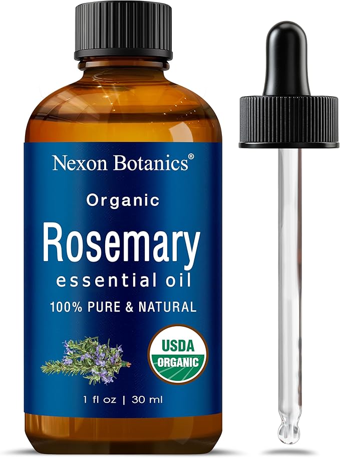 Organic Rosemary Essential Oil 30 ml - Pure, Natural Oil for Aromatherapy, Diffusers, DIY, Candle and Soap Making Scent - Nexon Botanics