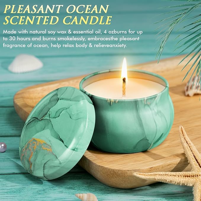 Birthday Gifts for Women Self Care Get Well Soon Gifts, Ocean Relaxing Spa Gift Box Care Package Basket w/ Luxury Flannel Blanket 40 oz Tumbler, Mother's Day Gift for Mom Her Wife Girlfriend Grandma