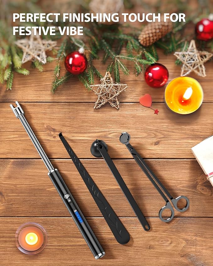 RONXS Lighter Electric Lighter Rechargeable Arc USB Candle Lighters with LED Battery Display, Flexible Neck Windproof Flameless Plasma Long Lighters for Candle BBQ Camping (Silver&Pink)