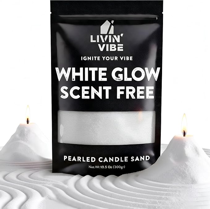 Pearled Candle Sand 10.5 oz (300g) – Scent-Free Candle, White Color, Relaxing Aromatherapy, Home Decor, Stress Relief, Long-Lasting Burn