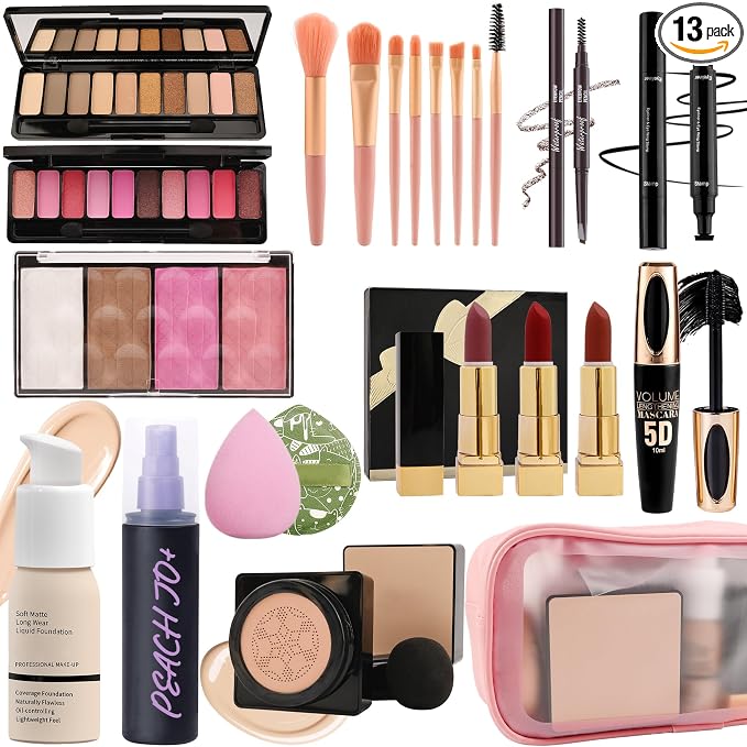 All in One Makeup Kit for Women Full Kit,Travel Makeup Kit for Teens,Make Up Gift Set with Everything,Foundation Eyeshadow Lipstick Eyebrow Blush Powder, Mother's Day Make Up Gift Set for Women Mom-C