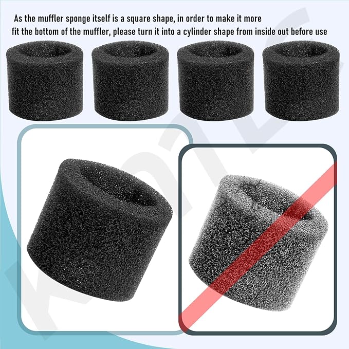Muffler Diffuser Foam Replacement Part - Compatible with CRAFTSMAN CMXZVBE38660 Muffler Diffuser Wet/Dry Vac Attachment for Shop Vacuums - 4 Pack