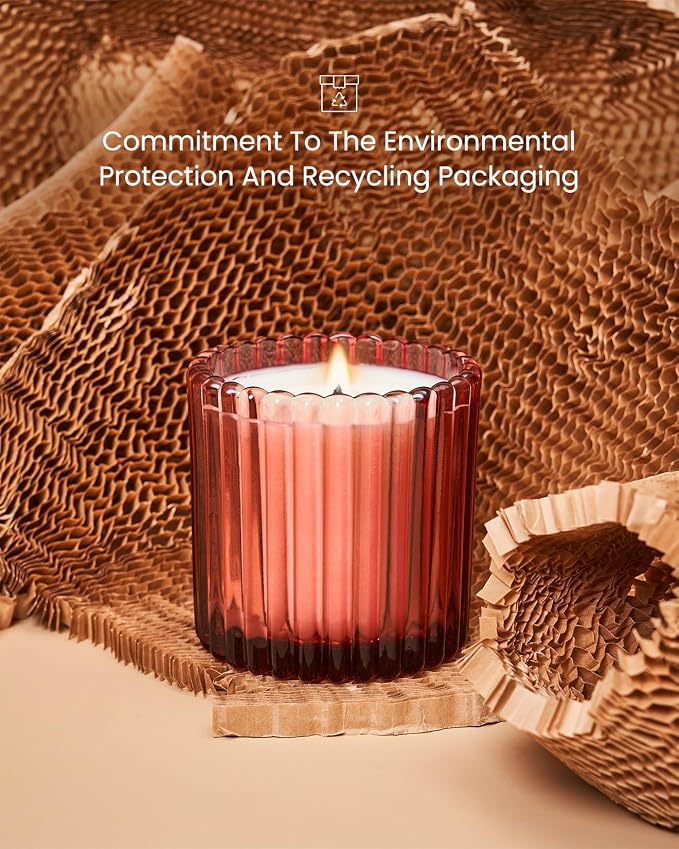 M&SENSE Apricot Poinsettia Scented Candles, Non Toxic Soy Candles, 9.2oz Natural Organic Clean Burning Up to 60 Hours, Christmas Home Decor Gifts for Women