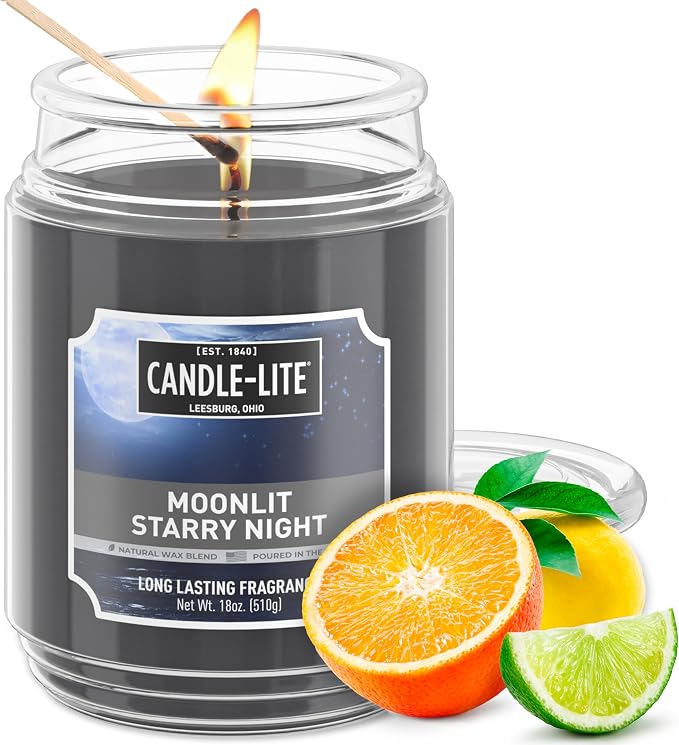 Candle-lite Scented Candles, Moonlight Starry Night, 18 oz Jar, Proudly Poured in The USA, Aromatherapy Candle, Single-Wick with 110 Hours of Burn Time, Perfect for Creating a Refreshing Ambiance