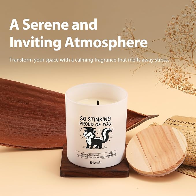 So Stinking Proud of You Graduation Gifts for Him Her College Masteral High School Students PhD Congratulations Gifts Scented Candle Home Office Jar Candles Sage Lavender Scent Soy Wax 9.5 oz
