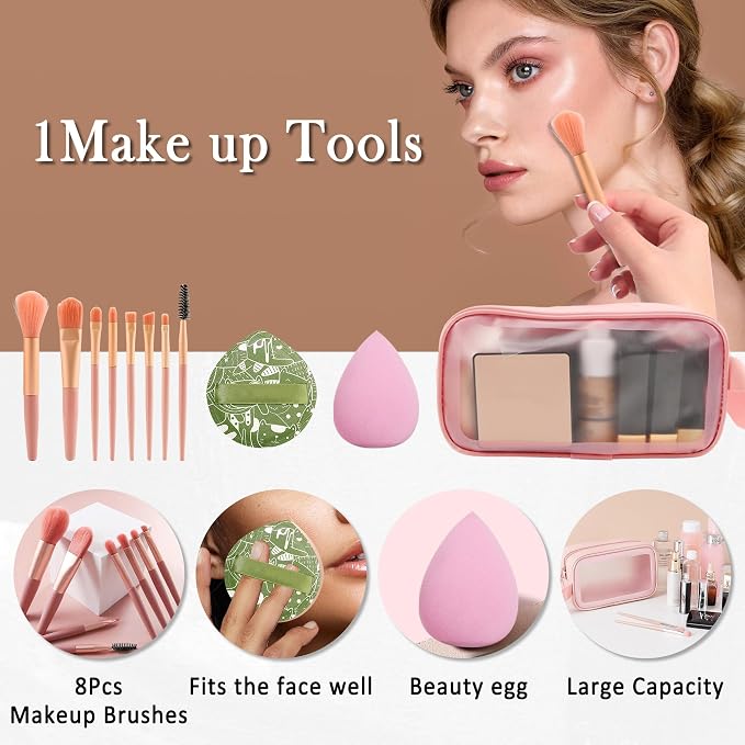 All in One Makeup Kit for Women Full Kit,Travel Makeup Kit for Teens,Make Up Gift Set with Everything,Foundation Eyeshadow Lipstick Eyebrow Blush Powder, Mother's Day Make Up Gift Set for Women Mom-C