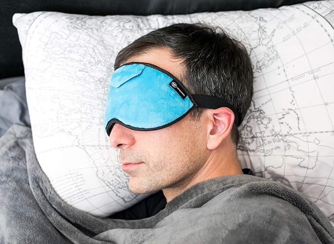 Redolence Aromatherapy Plush Sleep Mask Set w/ 2-5ml Pure Essential Oils - Lavender and Peppermint, 5 Refill Pads and Pair of Foam earplugs (Calm Sea Green)