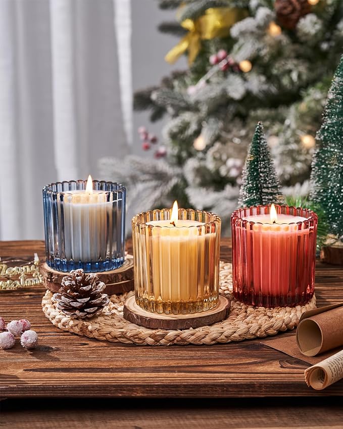 M&SENSE Snowy Christmas Scented Candles, Jar Candle, Christmas Fall Gifts for Home Decor, 60 Hours Burning, Natural Soy Wax Relaxing Aromatherapy Candle