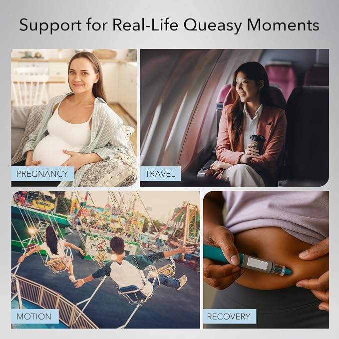 QueaseEASE QuickPACK Nausea Nasal Inhaler Kit, Travel Essentials for Motion Sickness, Pregnancy, Chemo, & Queasy Moments, 4 Portable Essential Oil Pods with Hands-Free Clip