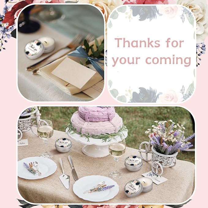 MTLEE 50 Pcs Wedding Candles Gift Favors for Guests 1 Oz Lavender Scented Soy Wax Aromatherapy Candle Favors for Bridal Shower Rustic Wedding Party Guests(Elegant Flowers)