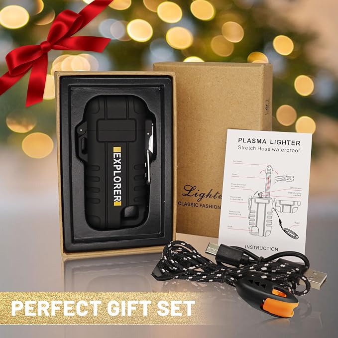 Lafagiet USB C Rechargeable Lighter, 360° Flexible Neck, Wind & Water Proof, Electric Arc Lighters for Candle, Camping