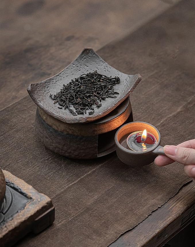 Ceramic Aromatherapy Burner, Nature's Wellness Aromatherapy Kit, Essential Oil Fragrance Diffuser with Tealight Holder, Zen Palo Santo Burner, Tea Light Candle Teapot Warmer for Home Office (1pcs)
