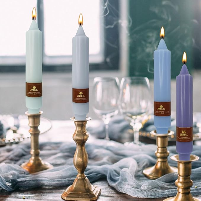 Smokeless Candlesticks Unscented Taper Candles Gradient Blue Dinner Candle 7 inch 4 PCS Candles Sticks for Home Holiday Wedding Party Decoration