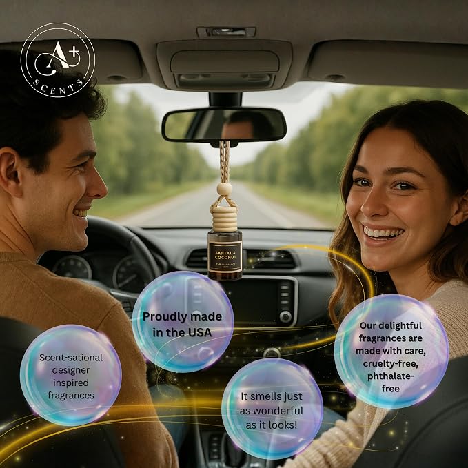 Invigorating Coffee Scented Car Freshener with Luxurious Design - Lasts up to 60 days (Espresso Shot) - A+ Scents Car Hanging Diffuser