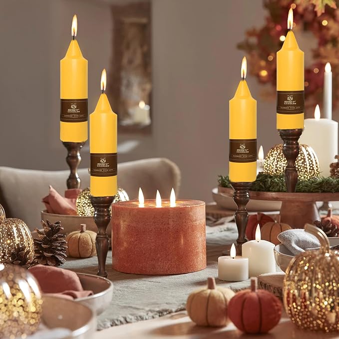 Beeswax Taper Candles 5 inch Natural Beeswax Taper Candlesticks 4 PCS Short Candle Smokeless Tapered Candle for Dinner Party Decoration Gift - 8 Hour Burn Time