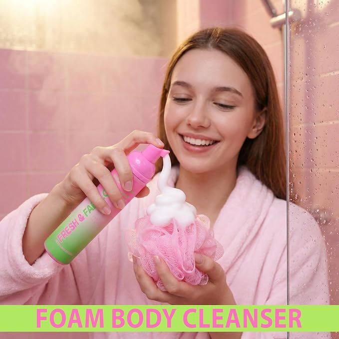 EXPRESSIONS 3pc Body Care Set – Fresh & Fabulous Rose & Sandalwood Scented Skin Smoothing Kit – Includes Foaming Body Wash, Body Scrub, and Fragrance Mist – 3-Piece Self-Care Gift for Women & Teens