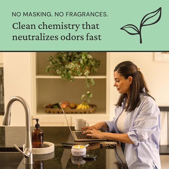 Fresh Wave Odor Removing Candle, 7 oz. | Safer Odor Relief | Burns at Least 30 Hours | Natural Plant-Based Odor Eliminator | Odor Absorbers for Home | Clean-Burning Soy