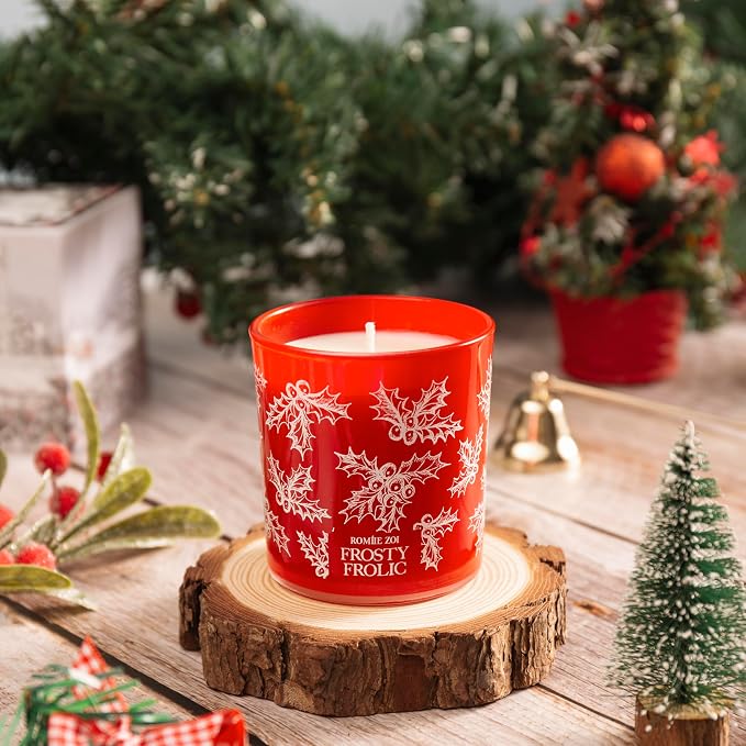 ROMIIE ZOI Christmas Scented Jar Candle - 6oz Soy Wax Candle - Frosty Frolic Infused with Pine Forest Aroma - with Beautiful Keepsake Box Special for Christmas/Holiday Gifts