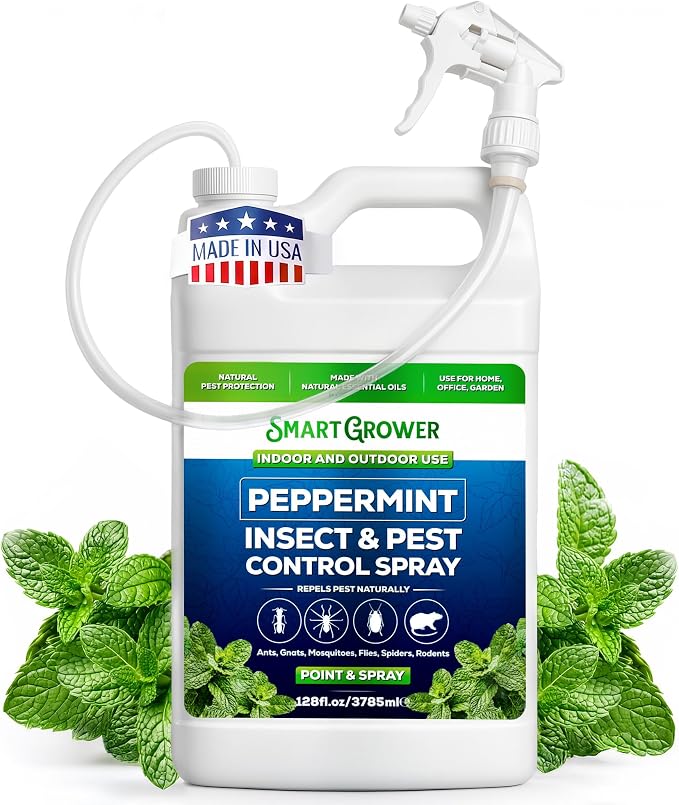 All Natural Peppermint Oil Insect & Pest Control Spray 128oz with Trigger Sprayer, Repels Mice, Spiders, Ants, for Home, Indoor, Outdoor, Garden Maximum Strength– 128 oz Smart Grower