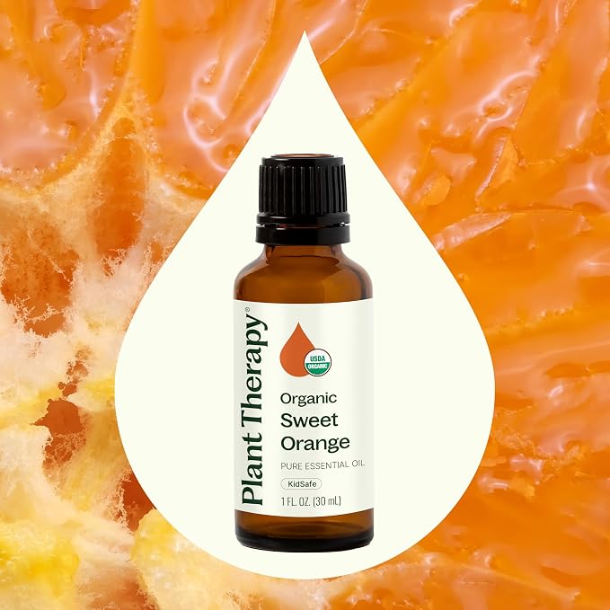 Plant Therapy Organic Sweet Orange Essential Oil, 30 mL (1 oz), 100% Pure Essential Oil, USDA Certified Organic, Great Fresh Citrus Aroma