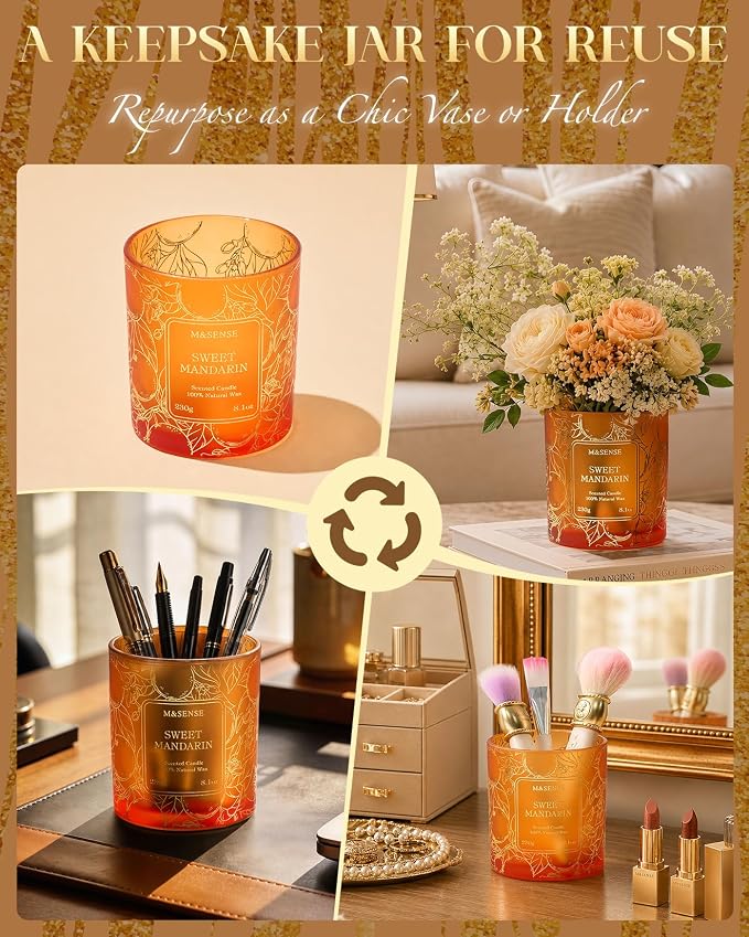 M&SENSE Eucalyptus Soy Candle, 8.1oz 42-Hour No Toxin Slow Burning, Cool Spa Aromatheraphy, Summer Shower Wellness Gift