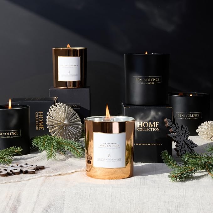 Benevolence LA Premium Wild Lavender Scented Candle – Long-Lasting, 45-Hour Burn – Luxury Natural Soy Wood Wick Candle for Home – Aromatherapy & Room Decor – 8oz