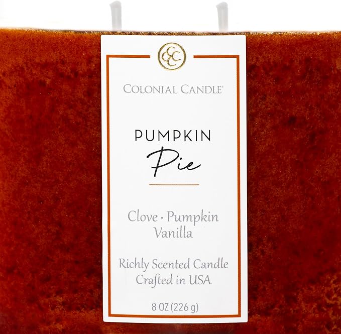 Colonial Candle Pumpkin Pie Scented Candle Jar, Highly Fragranced Candles for Home Scented, Mottled Wax Candle, 2 Wick, 8 oz - Made in the USA