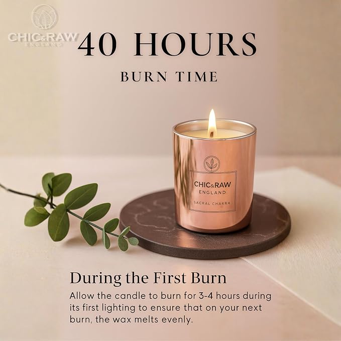 Aromatherapy Candle with Crystal Amethyst Sacral Chakra, Scented Candle Made of Ylang Ylang Oil, Luxury Long-Lasting Burn Soy Candle for Home Scented - Stress Relief, & Manifestation, 7.05oz