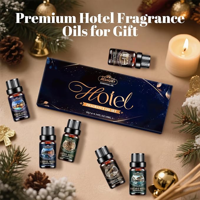 Hotel Diffuser Oils Gift Set,6x10M Luxury Essential Oil for Diffuser, Fragrance Oil Blend Hotel Scent for Soap & Candle Making