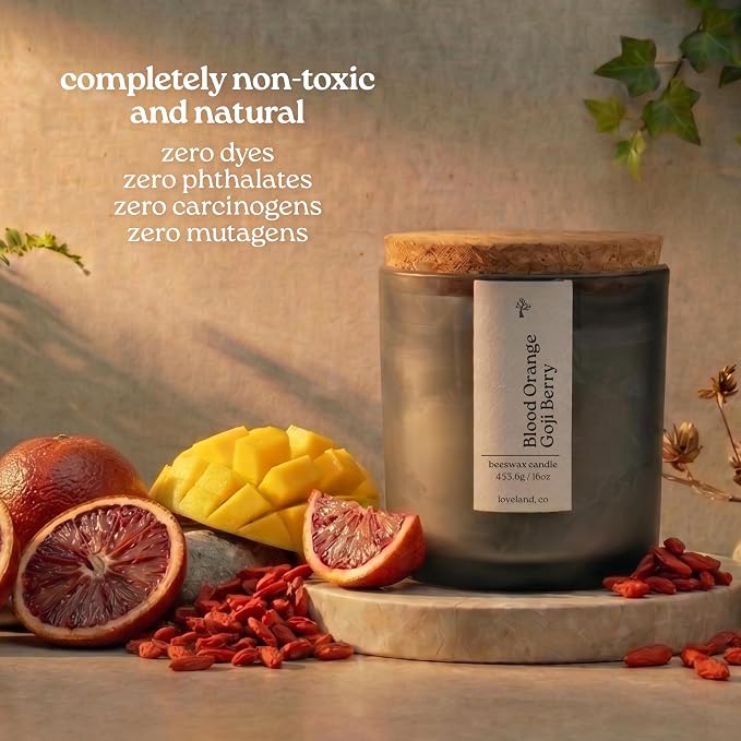 Aspen & Oak Luxury Beeswax Candle 16oz - Long Burning Pure Beeswax Candles, Non Toxic, Natural, Clean, Essential Oil Scented Organic Candles, Home Decor & Gifts - Blood Orange Goji Berry
