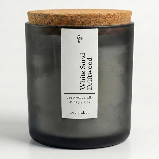 Aspen & Oak Luxury Beeswax Candle, 16oz | Long Burning Pure Beeswax Candles, Non Toxic, Natural, Clean, Essential Oil Scented Organic Candles, Home Decor & Gifts (White Sand Driftwood)